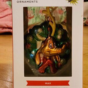 HALLMARK ORNAMENTS The Grinch Max Hand Blown Glass 2024 Dr. Seuss Enterprises